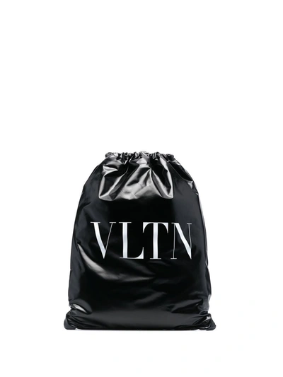 Valentino Garavani Vltn Patent Leather Backpack In Black