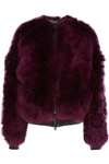 TOM FORD LEATHER-TRIMMED SHEARLING BOMBER JACKET
