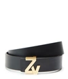 Zadig & Voltaire Logo-buckle Leather Belt In Black