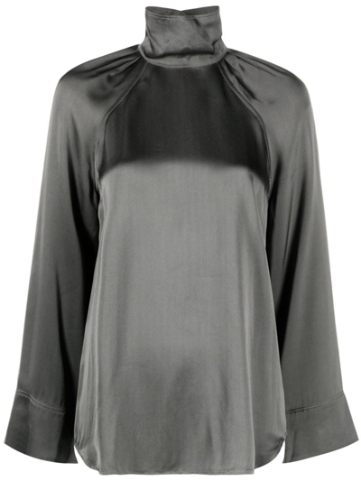 Totême Funnel-neck Long-sleeve Top In Grey