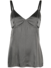 Totême V-neck Satin Camisole In Green