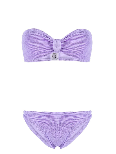 Hunza G Jean Crinkle-finish Bikini In Purple