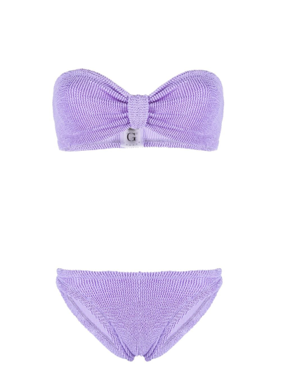 Hunza G Jean Crinkle-finish Bikini In Lilac