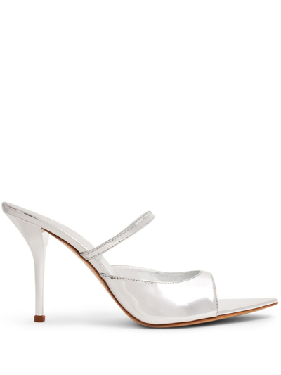 Gia Borghini Aimeline Leather Sandals In Silver