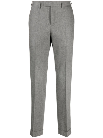 Pt Torino Mélange-effect Slim-fit Tailored Trousers In Grey