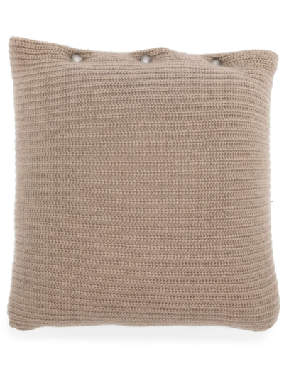 Brunello Cucinelli Cashmere Knitted-construction Cushion In Brown