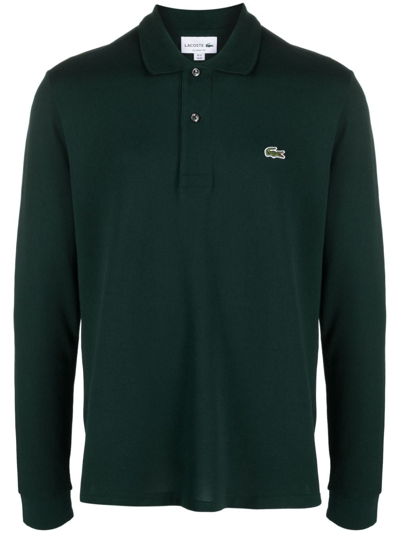 Lacoste Logo-patch Cotton Polo Shirt In Green