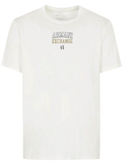Armani Exchange Logo-print Cotton T-shirt In Neutrals