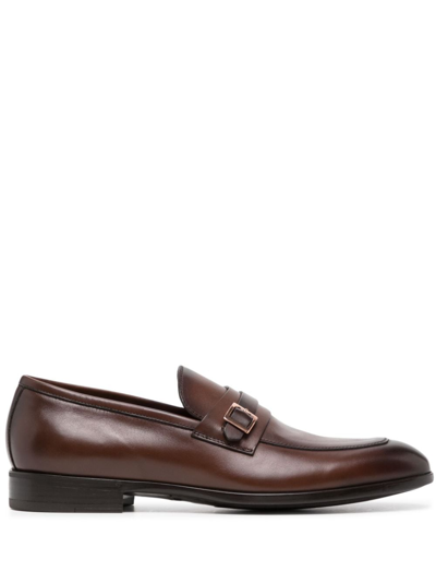 Barrett Buckle-detail Leather Loafers In Brown