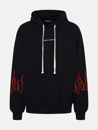 Vision Of Super Felpa Capp.fiamme Rosse In Black