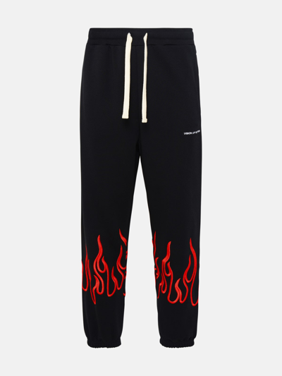 Vision Of Super Pantalone Jogger Fiamme Rosse In Black