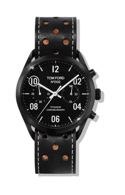 Tom Ford Men's Limited-edition N. 002 Perforated Racing Strap Automatic Chronograph Watch In Black / White