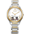 Citizen Disney By  Falling Mickey & Minnie Two-tone Stainless Steel Bracelet Watch 35mm In Two Tone  / Gold Tone / Silver