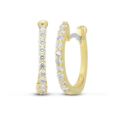 Roberto Coin 18k Yellow Gold Huggie Earrings With Micro Pave Diamonds 0.20ct