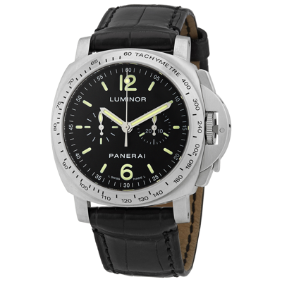 Pre-owned Panerai Luminor Mens Chronograph Hand Wind Watch Pam00215 In Black