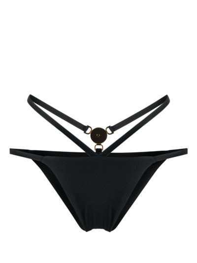 Versace Medusa-plaque Strappy Bikini Bottoms In Black