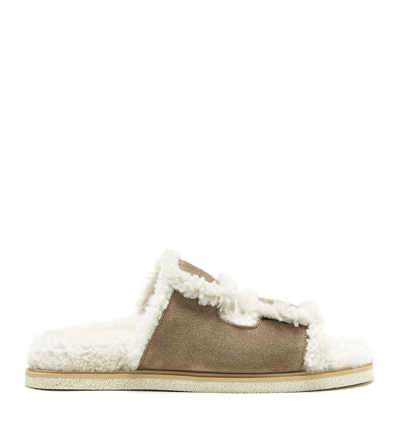 La Canadienne Bunny Suede Slide In Sand