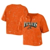Wear By Erin Andrews Women's  Orange Florida A&m Rattlers Bleach Wash Splatter Cropped Notch Neck T-s In Orange
