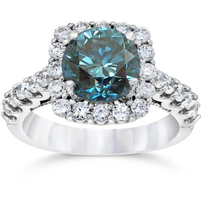Pompeii3 4 Ct Blue Diamond Engagement Ring 14k White Gold In Multi