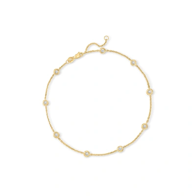 Ross-simons Diamond Station Anklet In 14kt Yellow Gold