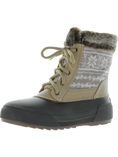 Easy Spirit Ice Queen Womens Faux Fur Trim Cold Weather Winter & Snow Boots In Green