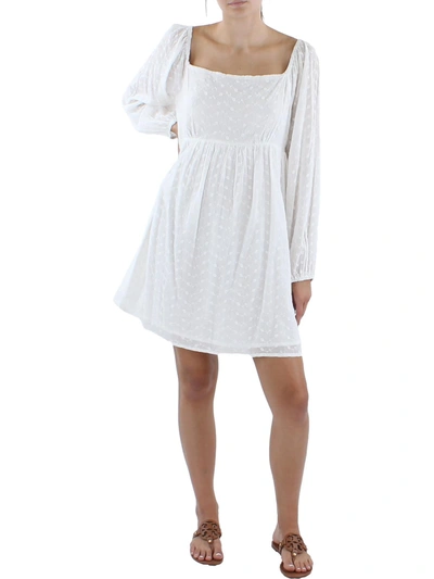 Tash + Sophie Womens Eyelet Short Mini Dress In White