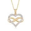 Ross-simons 14kt 2-tone Gold Diamond-cut Infinity Heart Pendant Necklace In Gold