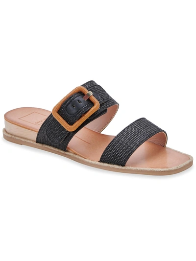 Dolce Vita Peio Womens Woven Two Band Slide Sandals In Black