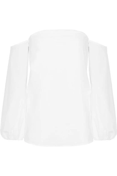Theory Laureema Off-the-shoulder Cotton-blend Poplin Top In White