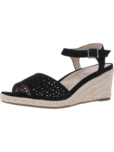 Vionic Ariel Womens Suede Perforated Wedges In Black