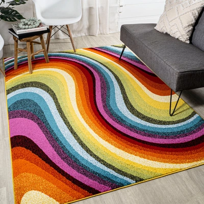 Jonathan Y Flow Abstract Swirl Red/yellow/blue Area Rug