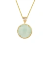 Liv Oliver 18k Gold Sea Green Chalcedony Disc Drop Necklace In Green