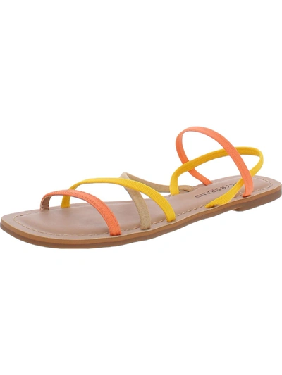 Lucky Brand Bizell Womens Slip On Strappy Flat Sandals In Yellow