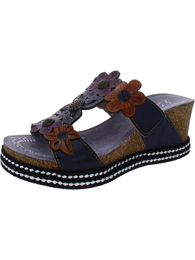 L'artiste By Spring Step Damour Womens Leather Floral Wedge Sandals In Multi