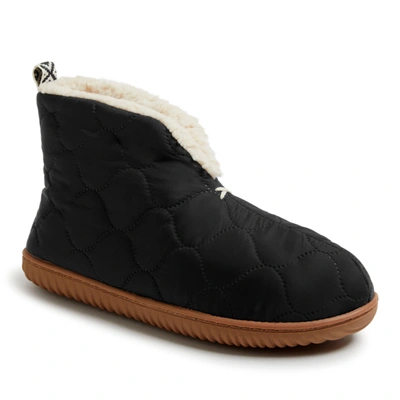 Dearfoams Women's Warm Up Bootie House Shoe Boot Slipper In Black