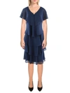 Slny Georgette Tiered Chiffon Dress In Blue