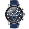 Tissot Men's Swiss Chronograph Supersport Blue Textile Strap Watch 40mm In Black