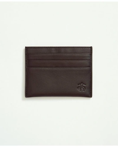 Brooks Brothers Lambskin Card Case In Black