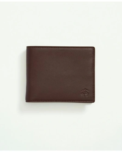 Brooks Brothers Lambskin Billfold In Brown