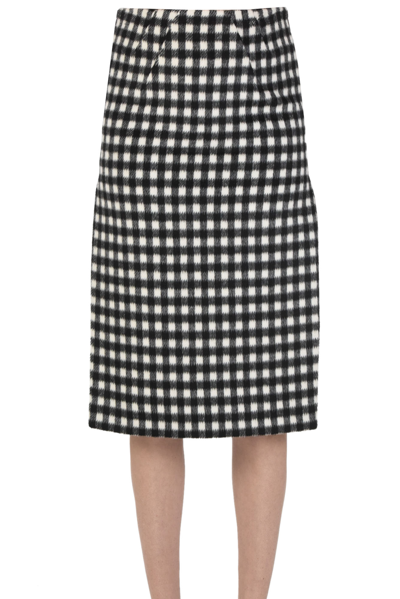 N°21 Checked Printh Cloth Pencil Skirt In Black