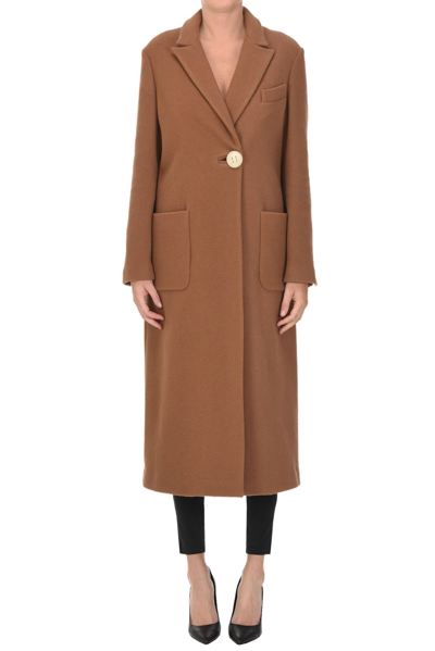 Alysi Long Coat In Brown