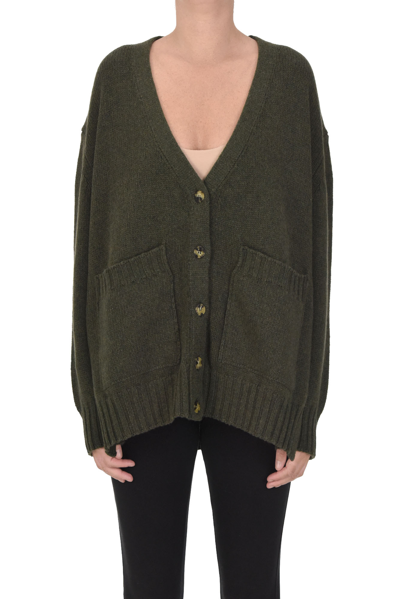 Aragona Cashmere Cardigan In Olive Green