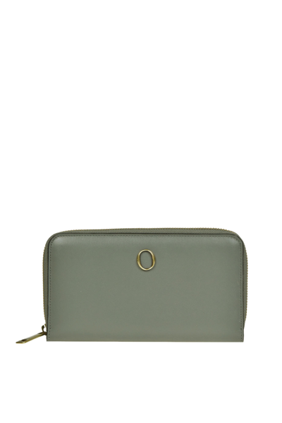 Orciani Leather Wallet In Olive Green