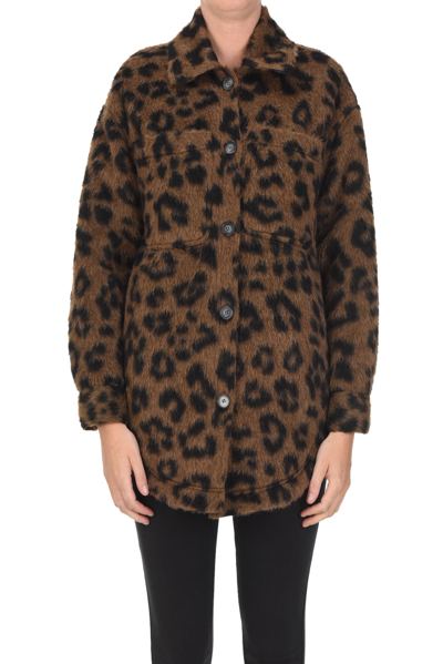 The M Animal Print Shirt Jacket In Brown