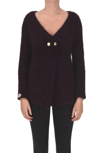 Alysi Double-breasted Cardigan In Bordeaux