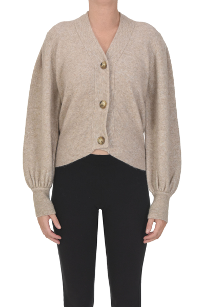 Anneclaire Balloon Sleeves Cardigan In Beige