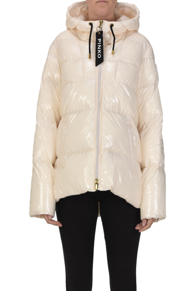 Pinko Eleodoro Eco-friendly Down Jacket In Cream