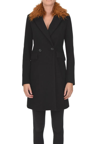 Merci Eco-fur Collar Coat In Black