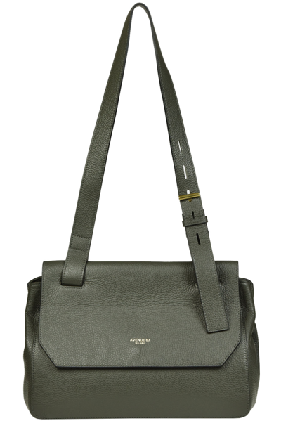 Avenue 67 Odette Grainy Leather Bag In Olive Green