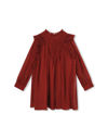 Chloé Pleated Shift Silk Dress In Rosso